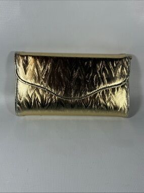 Vintage Metallic Gold Envelope Clutch - Women's Evening Bag
